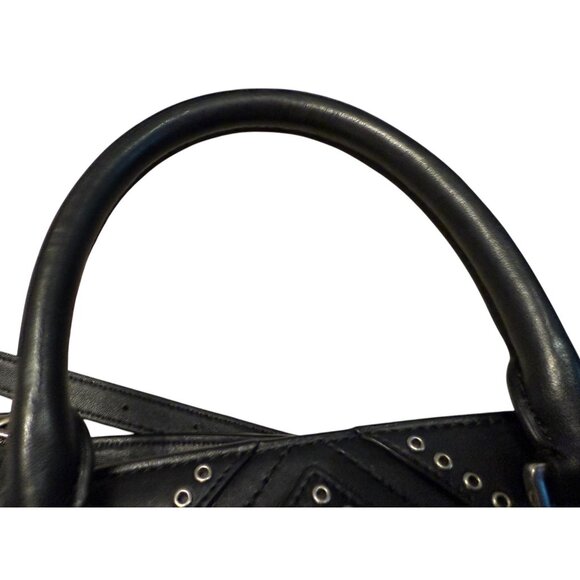 Michael Kors Diamond Grommet Selma Satchel Black Leather Handbag With Handles - Picture 3 of 12